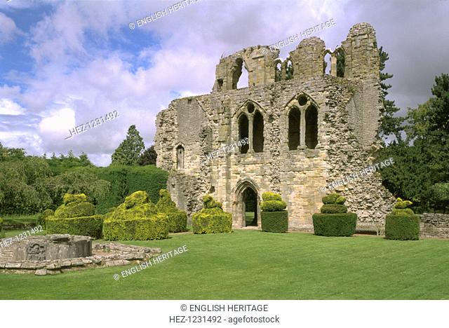 St Michael's Chapel, Wenlock Priory, Much Wenlock, Shropshire, 1998. St Michael's Chapel, seen here across the cloister, is a room which survives at first floor...