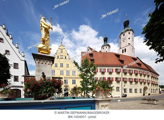Marketplace, Wemding, Noerdlinger Ries region, Schwaben, Bavaria, Germany, Europe