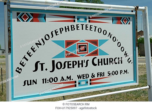 Ethete, WY, Wyoming, Wind River Indian Reservation, St. Joseph Church, sign
