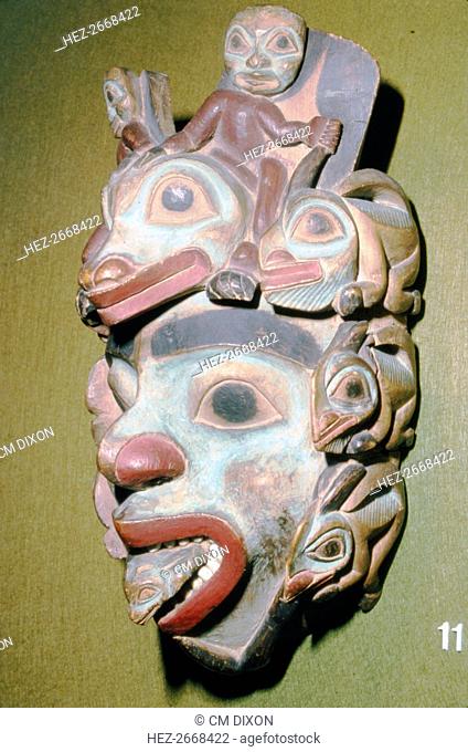 Alasa, Face Mask with fish from coming out of mouth, North American Indian. Artist: Unknown