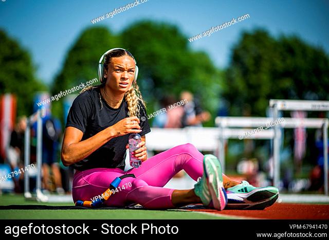 US' Anna Hall pictured in action during a training session ahead of the Hypo-Meeting, IAAF World Combined Events Challenge, in the Mosle stadium in Gotzis
