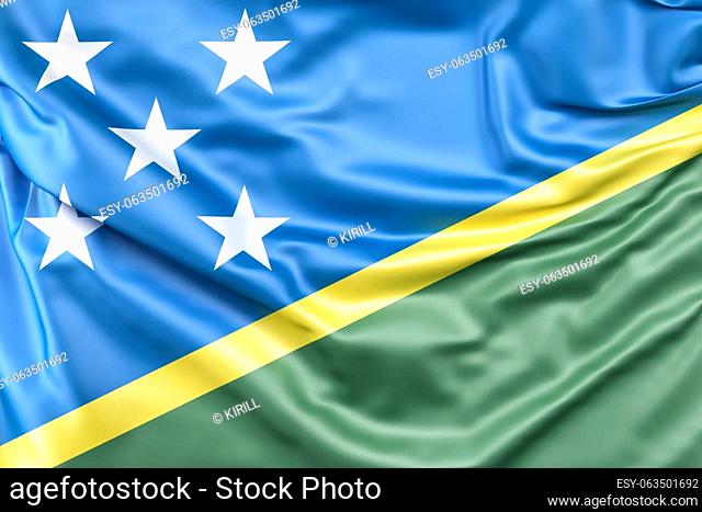 Ruffled Flag of Solomon Islands. 3D Rendering