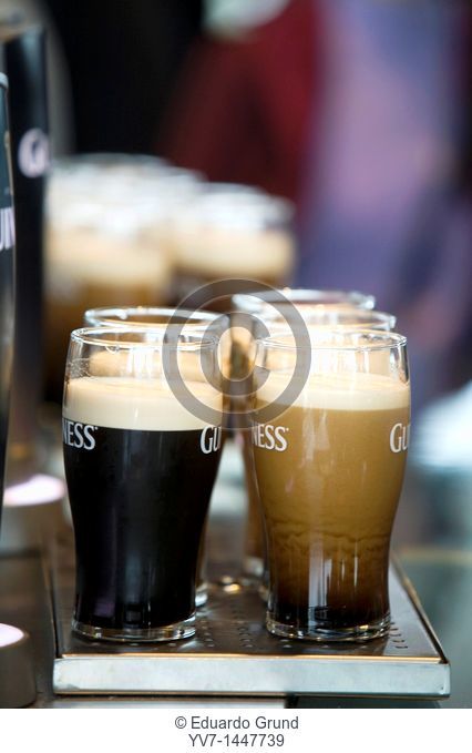 Guinnes pints of the bitter more drunk in the world  Seventh floor in the Guinness Storehouse, the Gravity Bar  Dublin, Leinster, Ireland, Europe