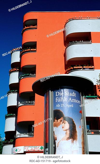 Advertising column in front of house Wedding Berlin Germany