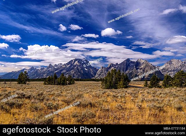 The USA, Wyoming, Grand Teton Nationwide park, mosses, Teton Range, view of the Potholes Turnout