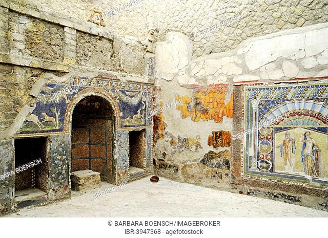 Casa di Nettuno e Anfitrite, House of Neptune and Amphitrite, archaeological site, Herculaneum, Ercolano, Naples, Campania, Italy