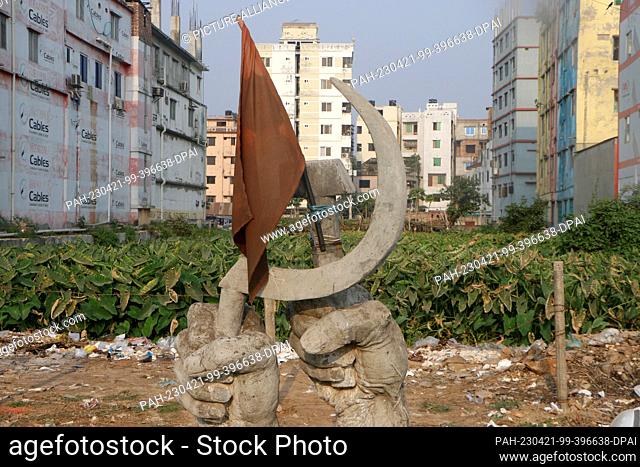 20 April 2023, Bangladesh, Sabhar: The monument ""Protibade-Protirodh"" (Protest-Resistance) was erected by a group of young men in August 2013 to commemorate...