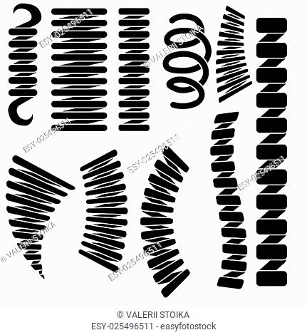 Set of Springs Silhouettes Isolated on White Background