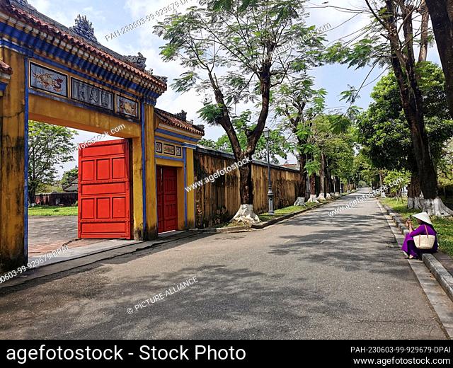 03 March 2023, Vietnam, Hue: A gate of an outer wall of the Hue Citadel. The Hue Citadel was the former residence of the emperors of the Vietnamese Nguyen...