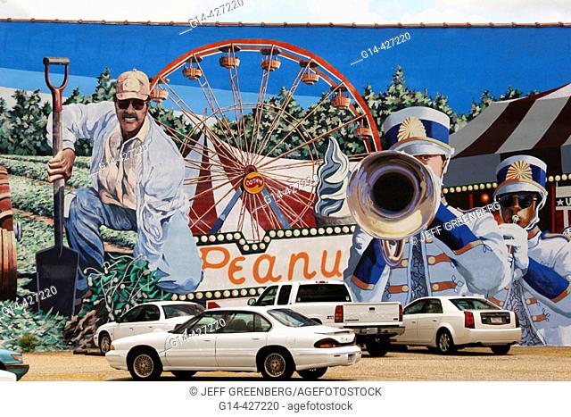 Historic District, Peanut Festival mural. Dothan, Wiregrass Region. Alabama. USA