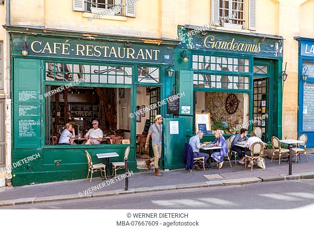 France, Paris, Quartier Latin, cafe restaurant Gaudeamus