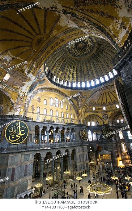 Ornate Interior of The Haghia Sophia Mosque, Istanbul, Turkey