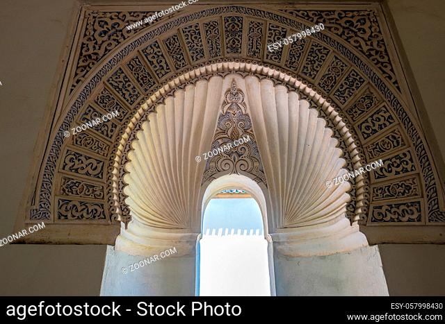 View of a Decorative Arch in the Alcazaba Fort and Palace in Malaga