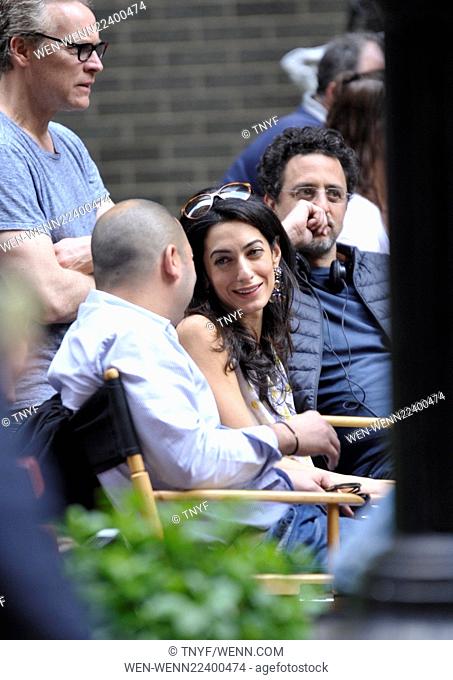 Amal Clooney visits her husband George Clooney on the set of 'Money Monsters' Featuring: Amal Clooney Where: Manhattan, New York