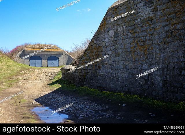 RUSSIA, VLADIVOSTOK - APRIL 26, 2023: A view of for Pospelova Fort at the Vladivostok Fortress, a branch of the Vladimir K