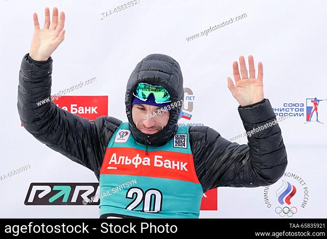 RUSSIA, UFA - DECEMBER 17, 2023: Silver medalist Alexander Loginov of Russia at an award ceremony for the men's 15km mass start in Stage 2 of the 2023/24...