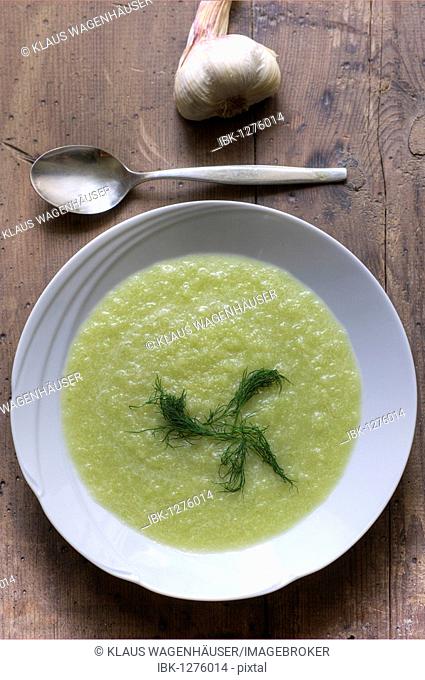 Cold cucumber soup or iced cucumber soup