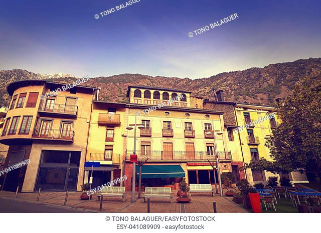 Andorra la Vella facades at Pyrenees