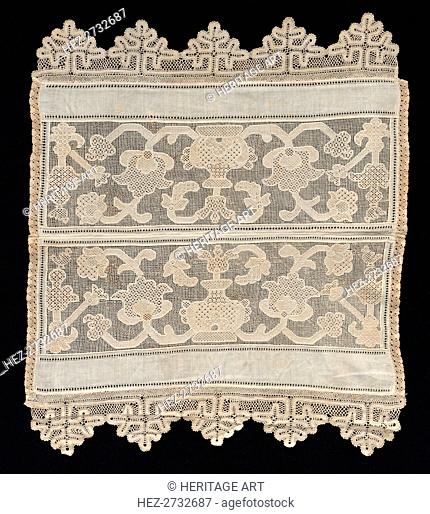 Joined Towel Ends with Floral Motifs, 19th century. Creator: Unknown