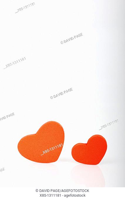 Stock photo red love hearts displayed on a white background