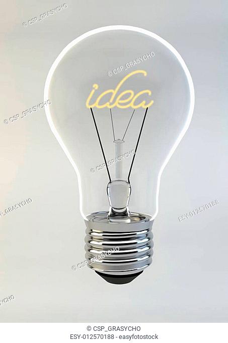 3d Render of a Bulb writing Idea inside