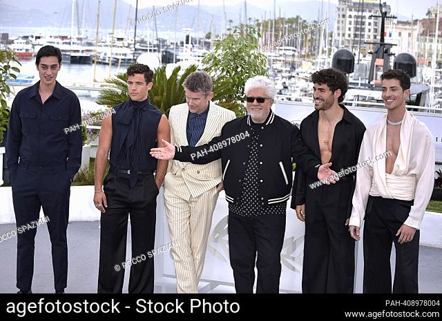CANNES, FRANCE - MAY 17:George Steane, Jason Fernández, Ethan Hawke, Director Pedro Almodovar, José Condessa , Manuel Rios attends the ""Strange Way Of Life""...