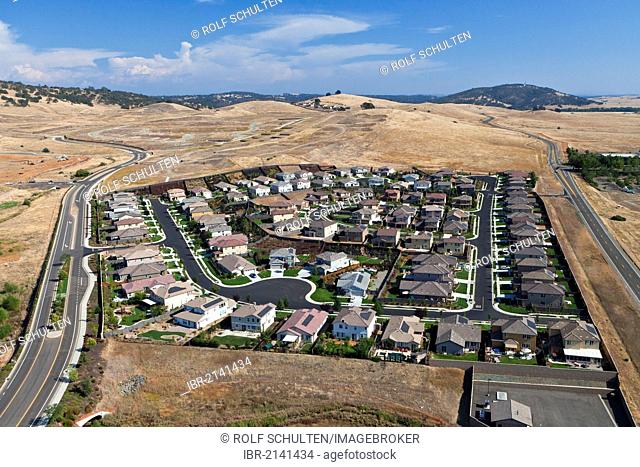 Aerial view of a suburb, El Dorado Hills, California, USA, North America