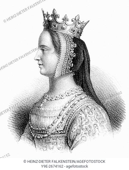 Joanna of Bourbon, Jeanne de Bourbon, 1338-1378, Queen of France as the wife of King Charles V