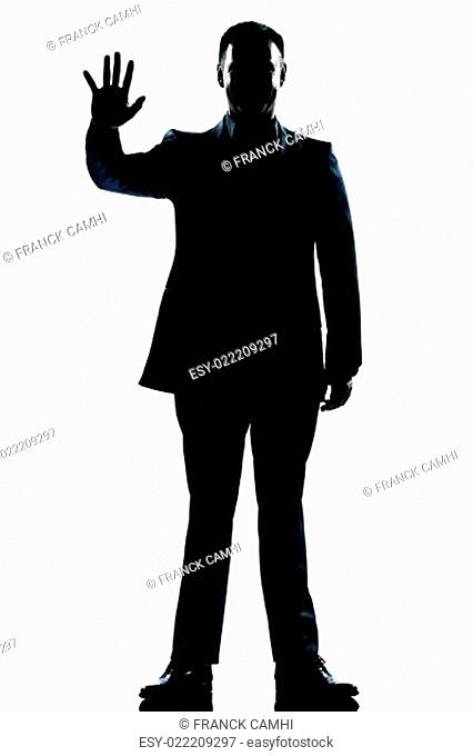 silhouette man full length saluting high five