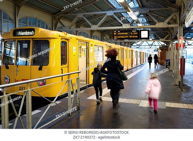 Ubahn Station at Schlesisches Tor, Kreuzberg, Berlin. Railway station Berlin Warschauer Straï¬‚e station Berlin Germany. Warschauer Strasse Oberbaumcity street...