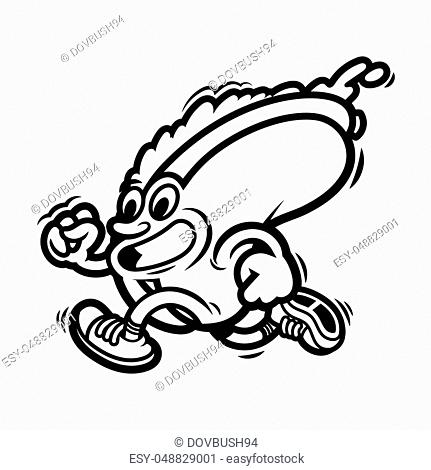 Crazy street food cartoon character American line hot-dog which fast run,  Stock Vector, Vector And Low Budget Royalty Free Image. Pic. ESY-048829001  | agefotostock
