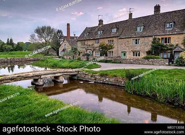 The picturesque Cotswolds village of Lower Slaughter in spring, Gloucestershire, England, United Kingdom, Europe