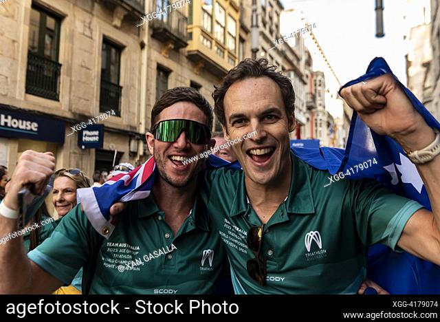 The opening ceremony of world triathlon finals champioship filled with thousands of athletes and teams marched the streets in the patriotic Parade of Nations