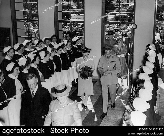 Duke & Duchess accompanied by Lord & Lady Duggan ***** at Prince Henry hospital. February 01, 1945