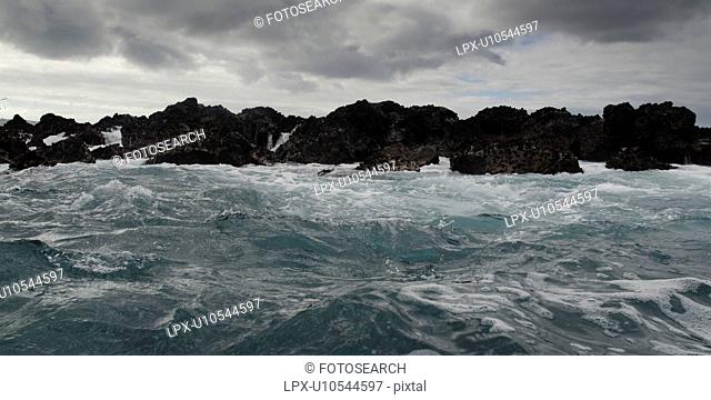 Waves breaking on the coast, Playa Ochoa, San Cristobal Island, Galapagos Islands, Ecuador