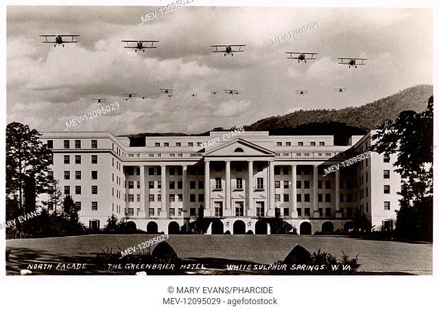 Greenbrier Hotel, White Sulphur Springs, West Virginia, USA -- July 1932, when 17 Air Corps biplanes of 33 Pursuit Squadron from Langley Field flew under the...
