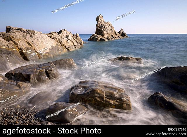 Coast by the rocks scoglio della galeazza, Imperia, Liguria, Italy, Europe