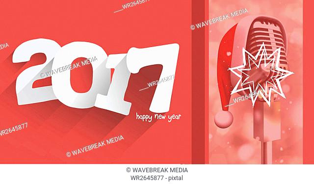 Composite image 3D of 2017 new year greeting and microphone