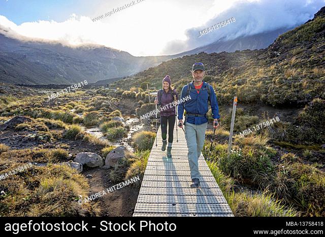 Tongariro Crossing New Zealand, hiking trail through the Tongariro National Park, North Island, Manawatu-Wanganui, New Zealand