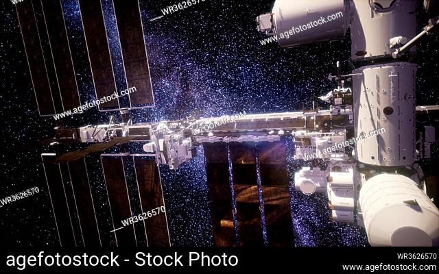 International Space Station in outer space. Elements of this image furnished by NASA