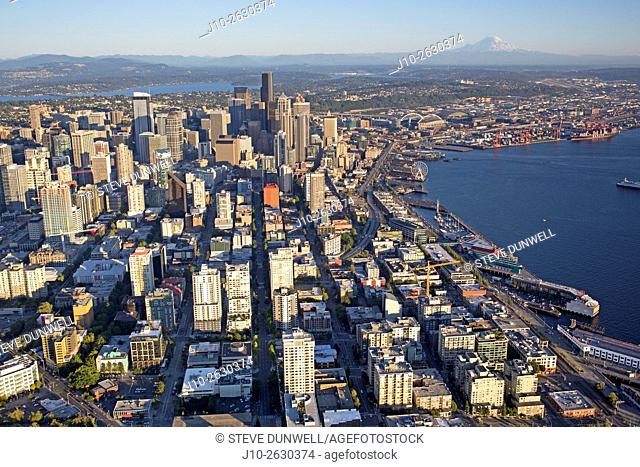 Aerial skyline views, Seattle, Washington, USA