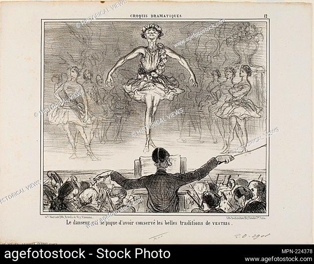 A dancer who claims to have preserved the great tradition of VESTRI, plate 12 from Croquis Dramatiques - 1857 - Honoré Victorin Daumier French