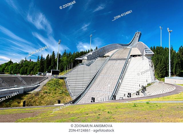 OSLO - AUGUST 19: Holmenkollbakken is large ski jumping hill located in Oslo, Norway. It has hill size of HS134 and a capacity for 30, 000 spectators