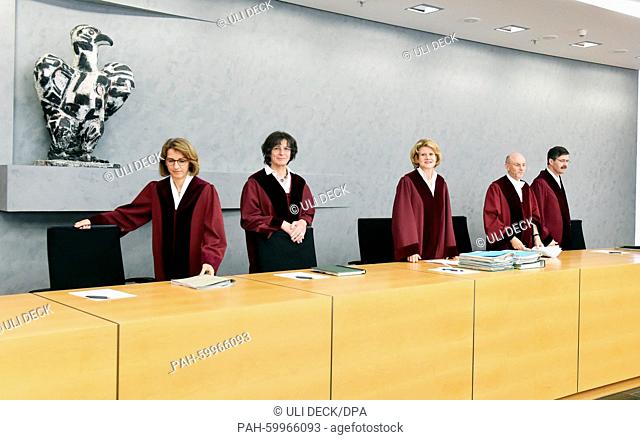 The judges of the civil court of appeal of the German Federal High Court of Justice (Bundesgerichtshof, BGH), Bettina Brueckner (L-R), Johanna Schmidt-Raensch
