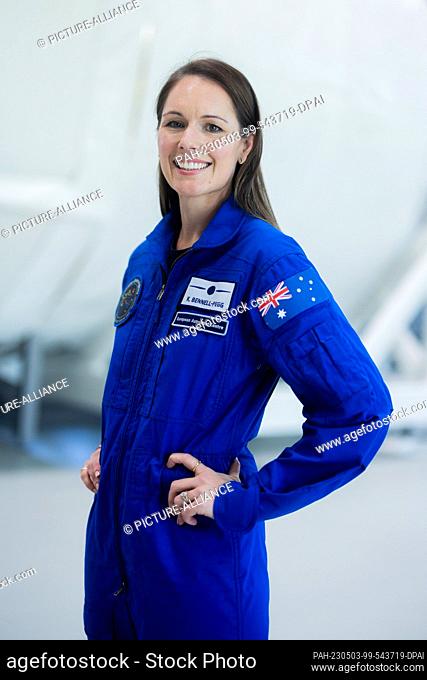 03 May 2023, North Rhine-Westphalia, Cologne: Katherine Bennell-Pegg from Australia, aspiring astronaut, stands at ESA's European Astronaut Center (EAC)