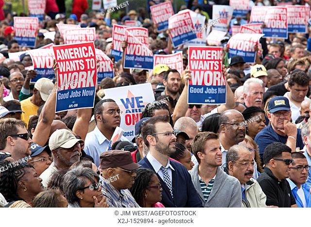 Detroit, Michigan - The crowd at President Barack Obama's Labor Day rally in Detroit
