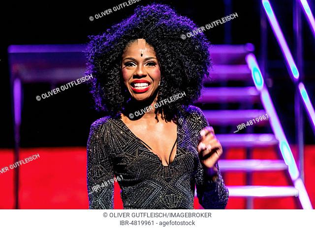 The leading actress Sidonie Smith as Deloris van Cartier live on Sister Act, The Musical held at Le Théâtre in Emmen, Lucerne, Switzerland