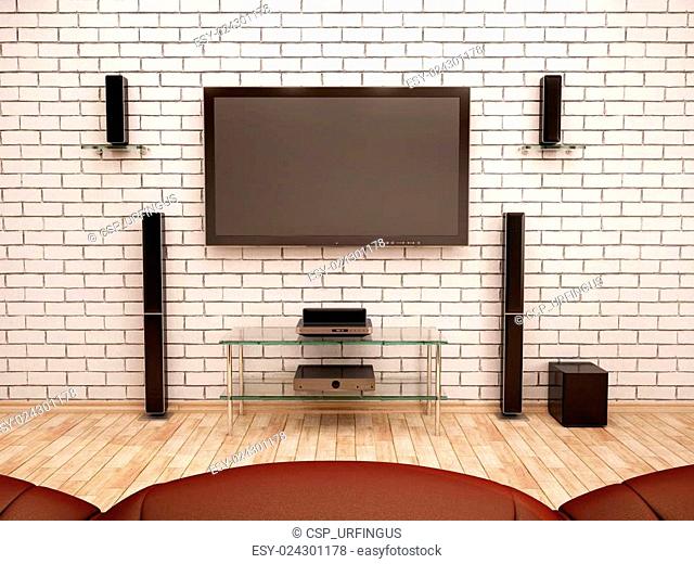 3d illustration of home Theater interior