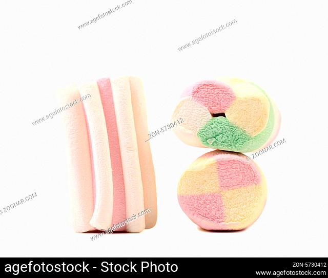 Colorful marshmallows. Isolated on a white background