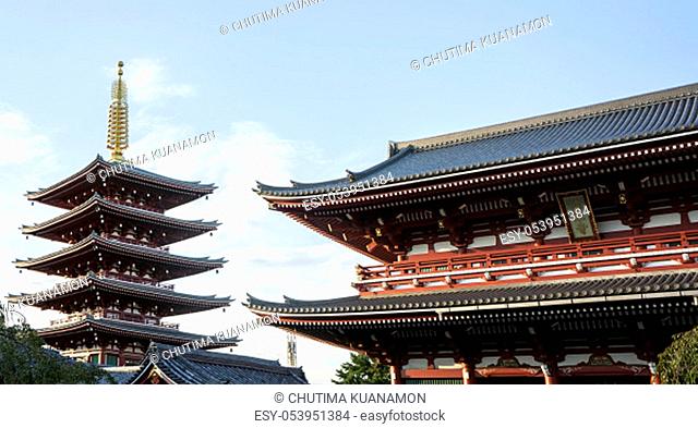 Senso Ji temple pagoda tower culture architecture red